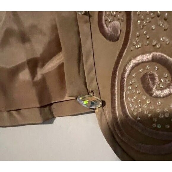 Patrick Evening Jacket 12 Beige 100% Silk Beaded Embroidered Short Formal Bolero - Picture 10 of 10